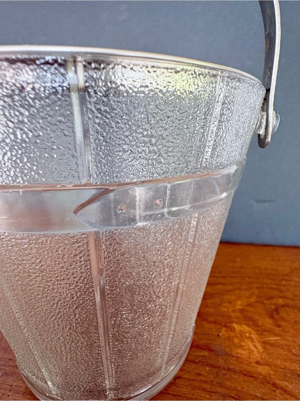 Glass Ice Bucket with Silver-toned Handle and silver-plated Tongs